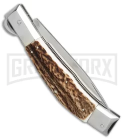 Lepre 10' Stag Horn Picklock Automatic Knife - Satin Plain -Knives Sale Online Shop lepre 10in stag horn BP 18834 er side large
