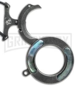 Mantis MK14swbp Vicious Circle Black Pearl Folding Neck Knife - Stonewash Plain