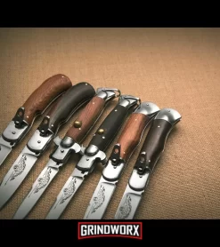 8" Medteh Russian Leverlock Dark Wood Stiletto Automatic Knife - Satin Plain -Knives Sale Online Shop meditex stiletto leverlock variety dl large 1