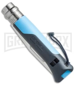 Opinel Knives No. 8 Outdoor Blue Folding Knife - Stainless Steel Serr -Knives Sale Online Shop opinel knives no8 outdoor ss blue serr BHQ 14359 er spine large