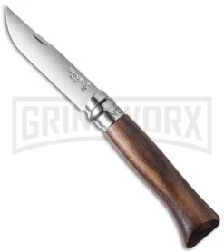 Opinel Knives No. 8 Walnut Traditional Folding Knife - Stainless Steel Plain