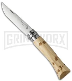 Opinel Knives Nature Footprints No. 7 Beech Wood Folding Knife - Stainless Steel
