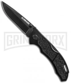 Schrade SCH202 Tactical Drop Point Lockback Knife - Black Plain