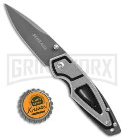 Schrade Layered Gunmetal Gray Folding Knife - Gray Plain -Knives Sale Online Shop schrade layered linerlock SCH224 BHQ 61937 dl bottlecap large