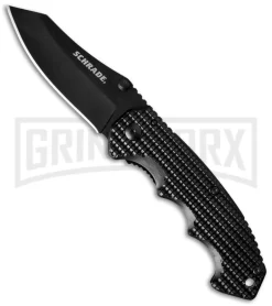 Schrade SCH211 Black Liner Lock Folding Knife - Black Plain
