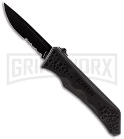 Schrade SCHOTF7BS Black OTF Spring Assisted Knife - Black Serr
