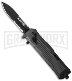 Schrade SCHOTF8BS Viper OTF Black Aluminum Assisted Knife - Black Serr