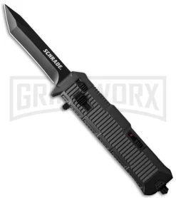 Schrade SCHOTF8TB Viper OTF Black Aluminum Assisted Knife - Tanto Black Plain