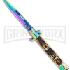 Anomaly 9" Stiletto Style Automatic Knife Sim Stag Handle - Spectrum Plain