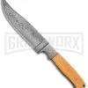 Tallen Damascus Hunter #3 Filework Wood Fixed Blade Knife - Damascus Plain