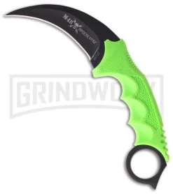 United Cutlery M48 Apocalypse Karambit Green Fixed Blade Knife - Black Plain