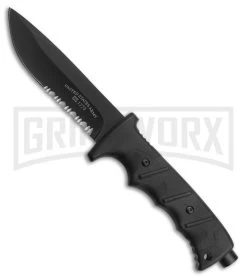 US Army Valor Black Fixed Blade Knife W/ Sheath - Black Serr